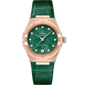 Omega Constellation 29 mm, Sedna™ gold on leather strap