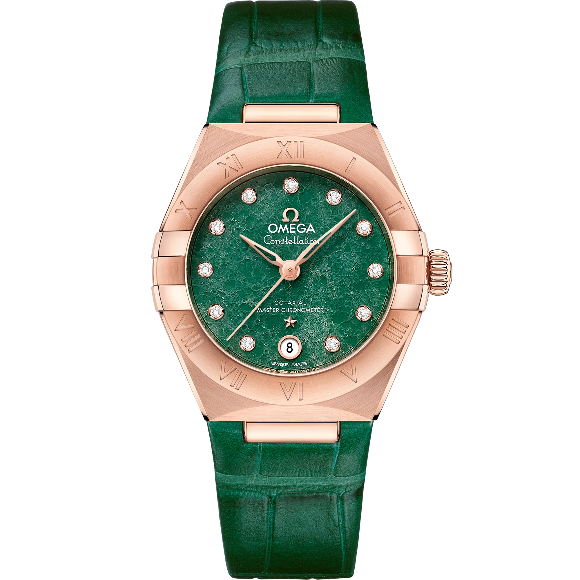 Omega Constellation 29 mm, Sedna™ gold on leather strap