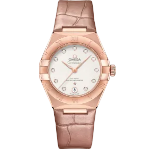 Omega Constellation 29 mm, Sedna™ gold on leather strap