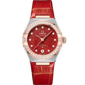 Omega Constellation 29 mm, steel - Sedna™ gold on leather strap