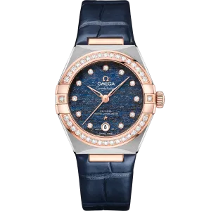 Omega Constellation 29 mm, steel - Sedna™ gold on leather strap