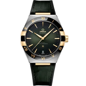 Omega Constellation 41 mm, steel - yellow gold on leather strap