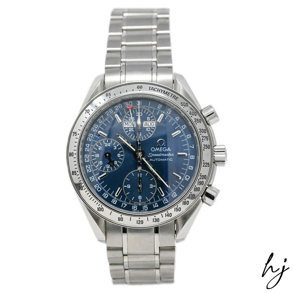 Omega Day-Date Speedmaster Stainless Steel 39mm Blue Chronograph Dial Watch Reference #: 3523.80