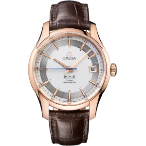 Omega De Ville Hour Vision 41 mm, red gold on leather strap