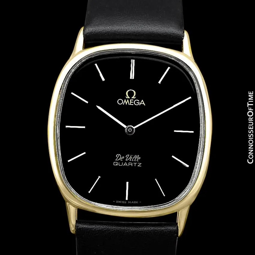 Omega De Ville Mens Midsize Accuset Thin Dress Watch - 18K Gold Plated and Stainless Steel