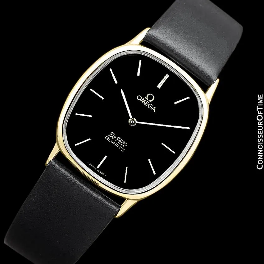 Omega De Ville Mens Midsize Accuset Thin Dress Watch - 18K Gold Plated and Stainless Steel
