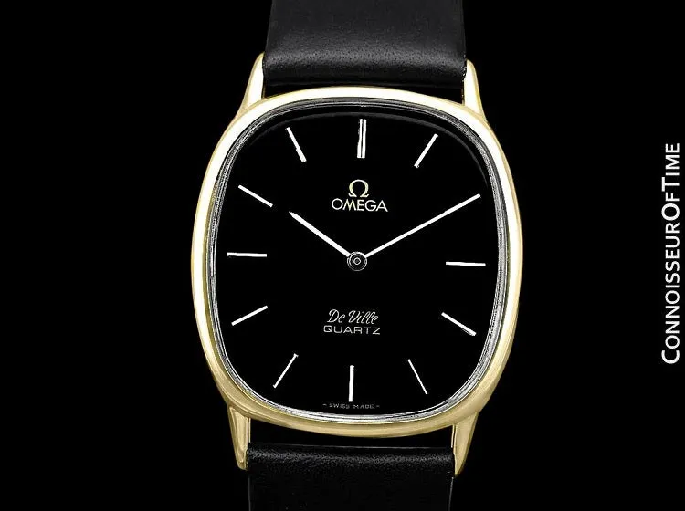 Omega De Ville Mens Midsize Accuset Thin Dress Watch - 18K Gold Plated and Stainless Steel