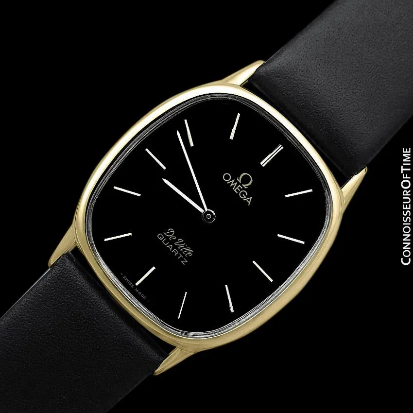 Omega De Ville Mens Midsize Accuset Thin Dress Watch - 18K Gold Plated and Stainless Steel
