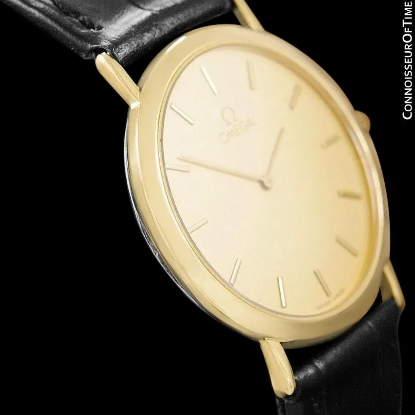 Omega De Ville Mens Midsize Ultra Thin Dress Watch - 18K Gold Plated & Stainless Steel