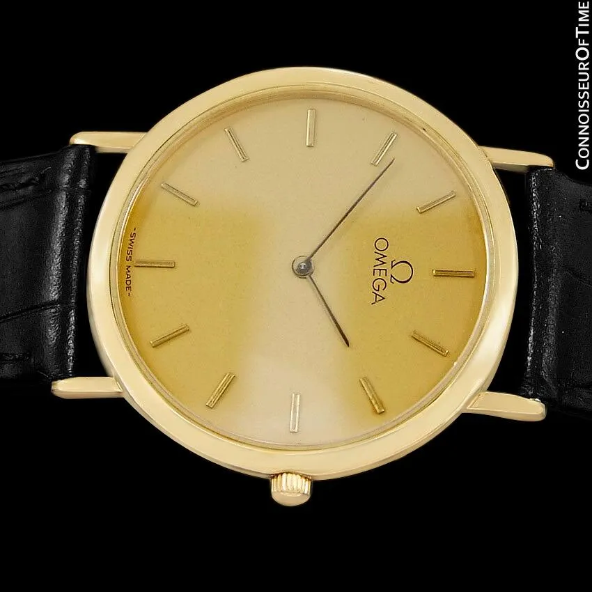 Omega De Ville Mens Midsize Ultra Thin Dress Watch - 18K Gold Plated & Stainless Steel