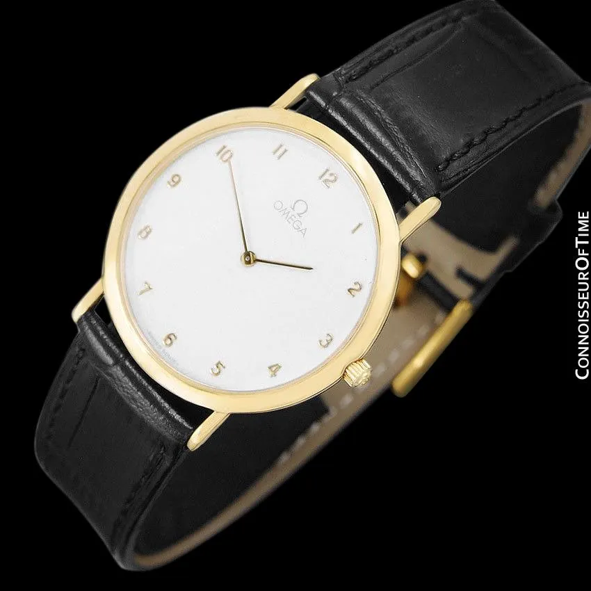 Omega De Ville Mens Midsize Ultra Thin Dress Watch - 18K Gold Plated & Stainless Steel