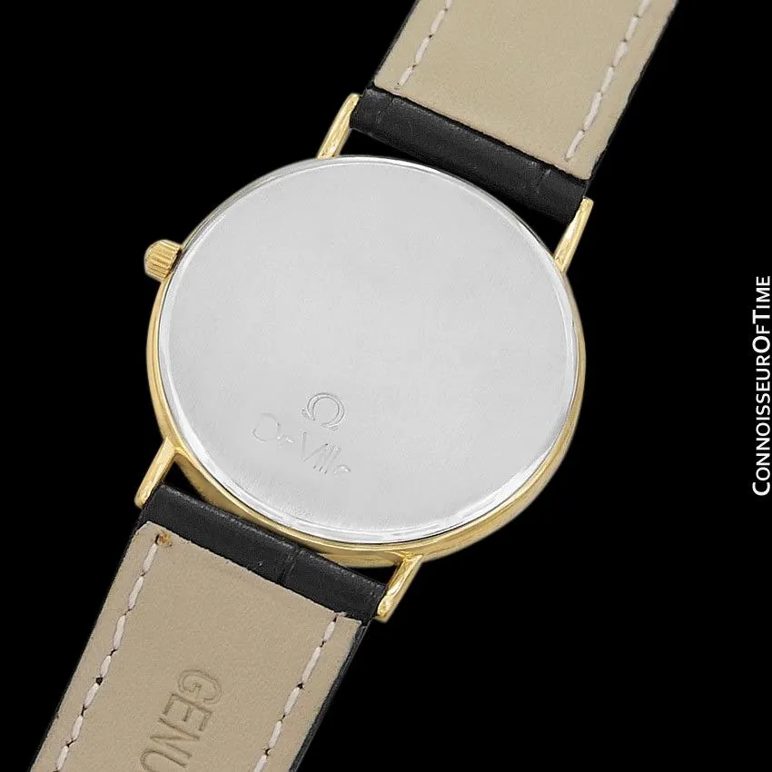 Omega De Ville Mens Midsize Ultra Thin Dress Watch - 18K Gold Plated & Stainless Steel
