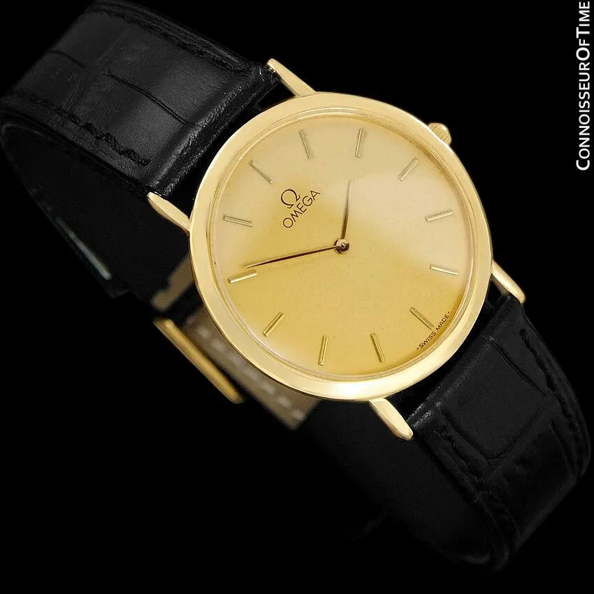 Omega De Ville Mens Midsize Ultra Thin Dress Watch - 18K Gold Plated & Stainless Steel