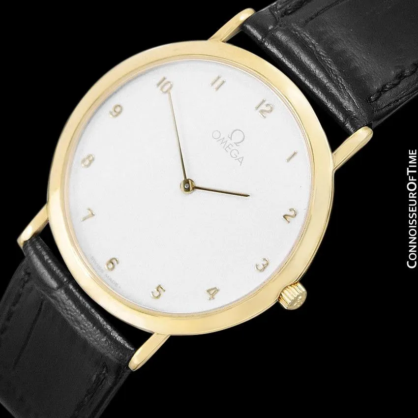 Omega De Ville Mens Midsize Ultra Thin Dress Watch - 18K Gold Plated & Stainless Steel
