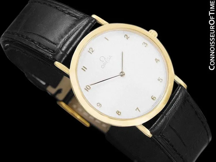 Omega De Ville Mens Midsize Ultra Thin Dress Watch - 18K Gold Plated & Stainless Steel