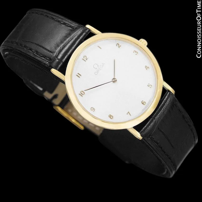 Omega De Ville Mens Midsize Ultra Thin Dress Watch - 18K Gold Plated & Stainless Steel