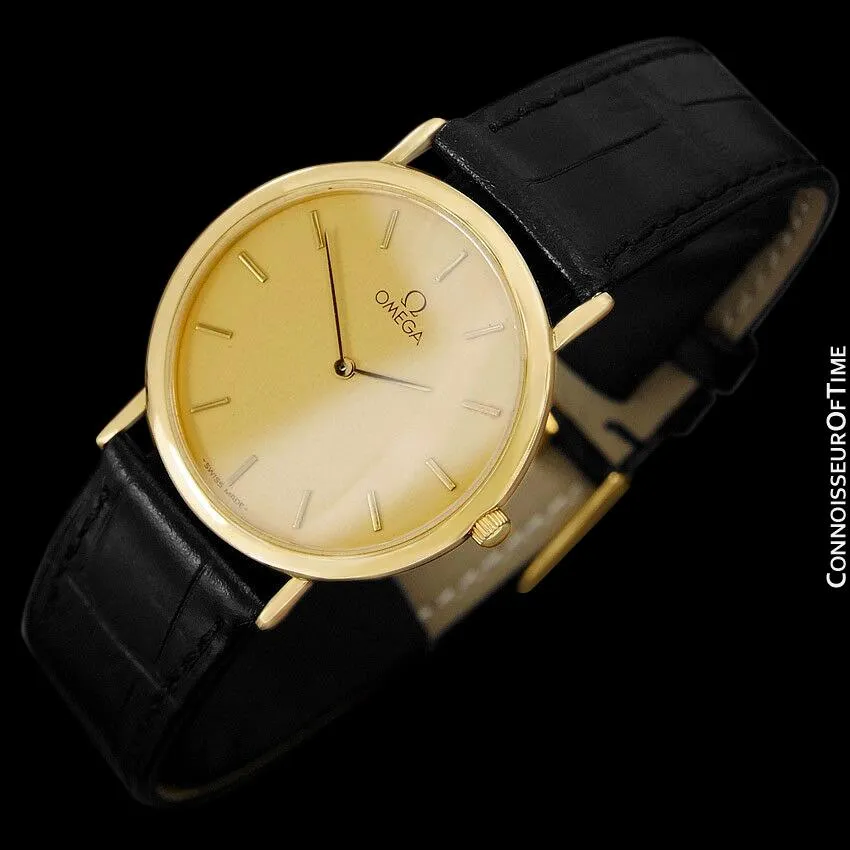 Omega De Ville Mens Midsize Ultra Thin Dress Watch - 18K Gold Plated & Stainless Steel