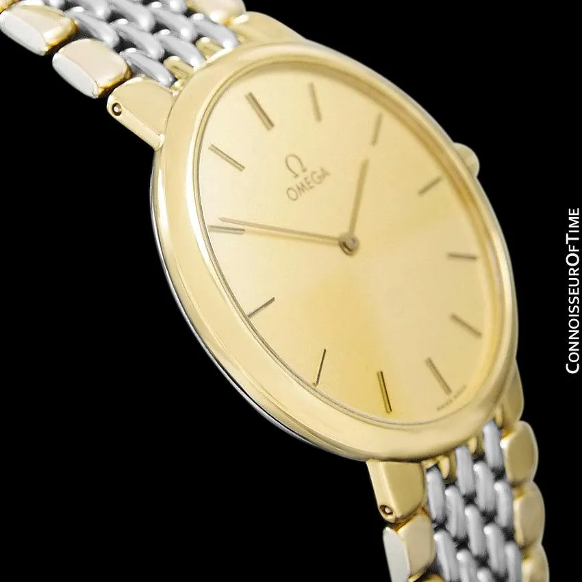 Omega De Ville Mens Two-Tone Ultra Thin Dress Watch with Bracelet - 18K Gold Plated & Stainless Steel