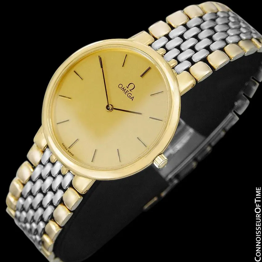 Omega De Ville Mens Two-Tone Ultra Thin Dress Watch with Bracelet - 18K Gold Plated & Stainless Steel
