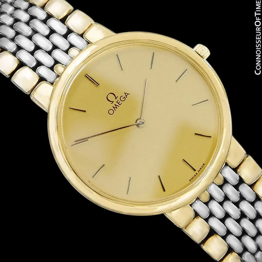 Omega De Ville Mens Two-Tone Ultra Thin Dress Watch with Bracelet - 18K Gold Plated & Stainless Steel