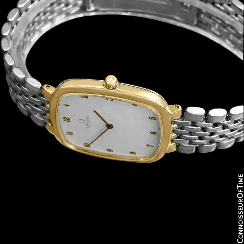 Omega De Ville Mens Unisex Two-Tone Ultra Thin Dress Watch with Bracelet - 18K Gold Plated & Stainless Steel
