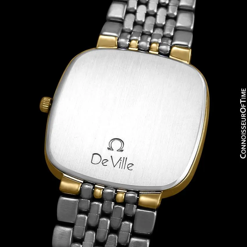 Omega De Ville Mens Unisex Two-Tone Ultra Thin Dress Watch with Bracelet - 18K Gold Plated & Stainless Steel