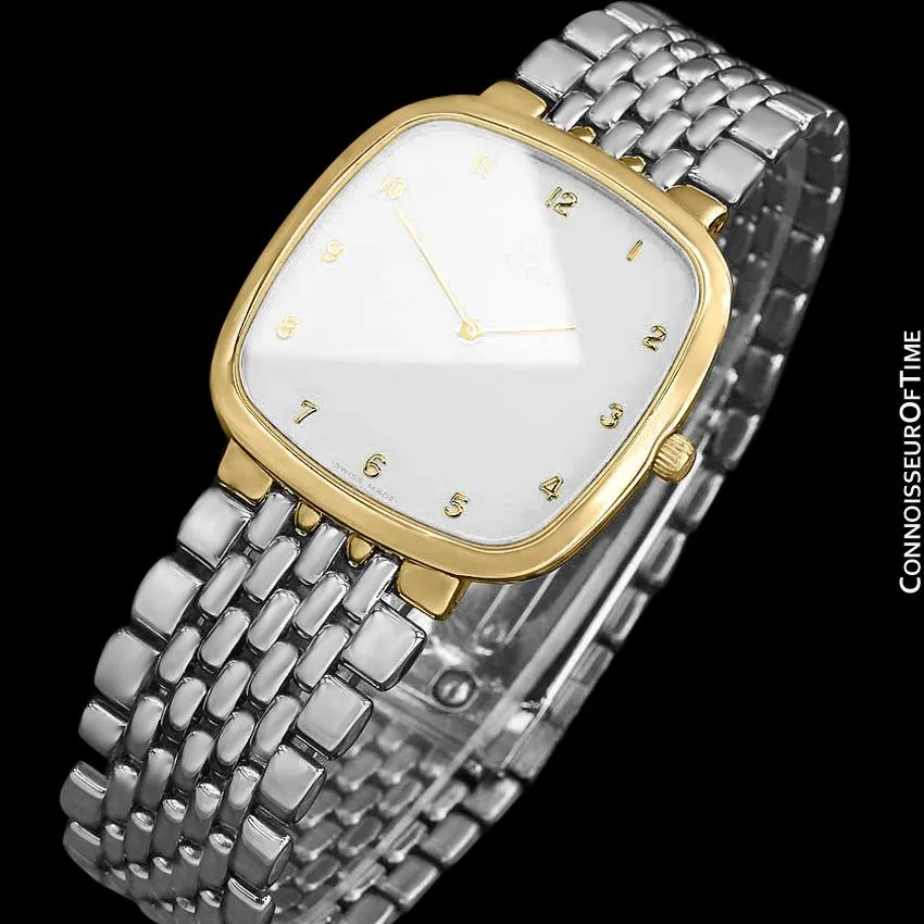 Omega De Ville Mens Unisex Two-Tone Ultra Thin Dress Watch with Bracelet - 18K Gold Plated & Stainless Steel