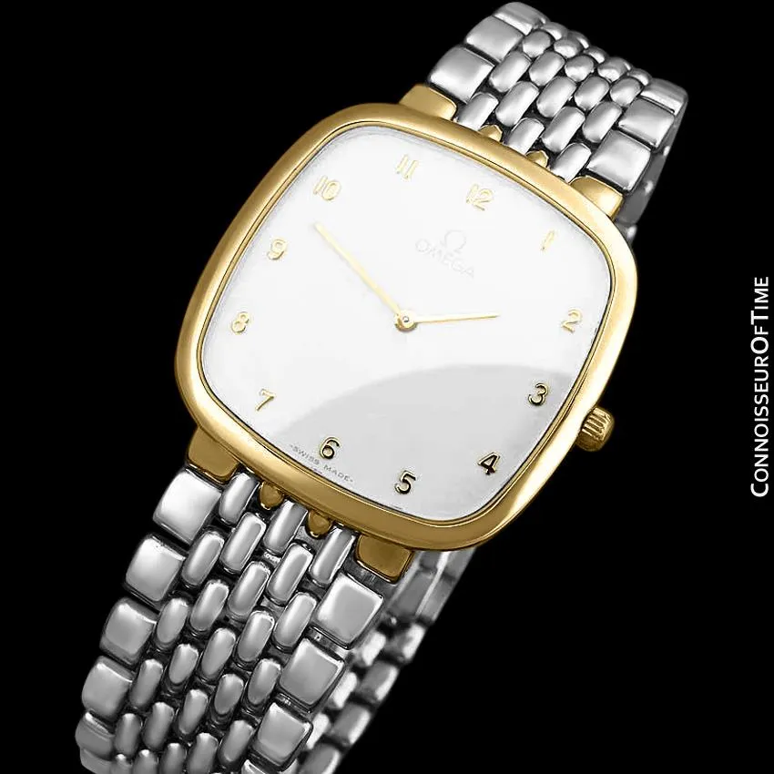 Omega De Ville Mens Unisex Two-Tone Ultra Thin Dress Watch with Bracelet - 18K Gold Plated & Stainless Steel
