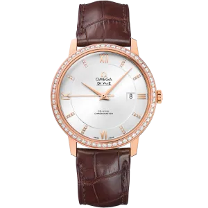 Omega De Ville Prestige 39.5 mm, red gold on leather strap