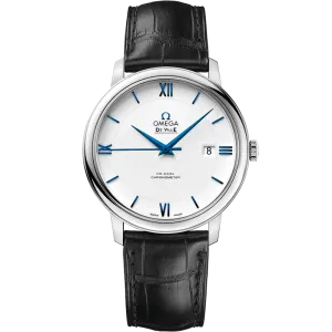 Omega De Ville Prestige 39.5 mm, white gold on leather strap