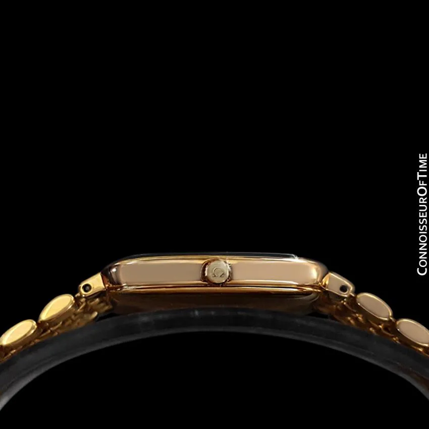 Omega DeVille Midsize Mens Ultra Thin Dress Watch with Bracelet - 18K Gold Plated
