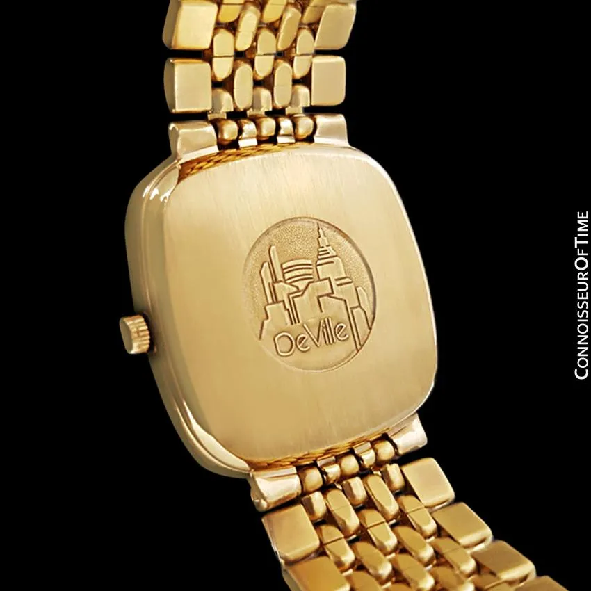 Omega DeVille Midsize Mens Ultra Thin Dress Watch with Bracelet - 18K Gold Plated