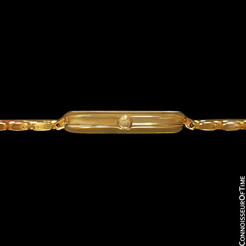Omega DeVille Midsize Mens Ultra Thin Dress Watch with Bracelet - 18K Gold Plated