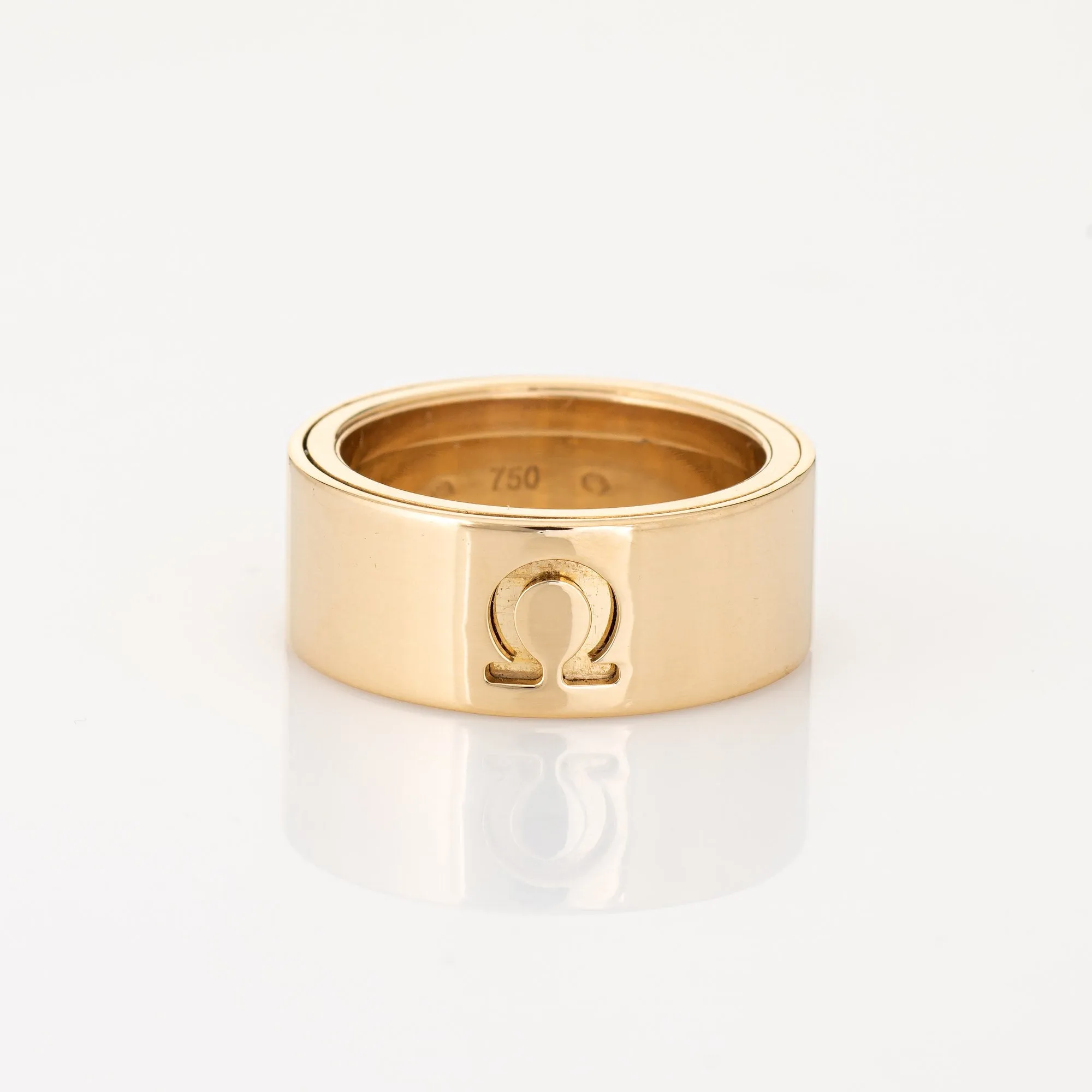 Omega Diamond Motion Ring Sz 5.5 Vintage 18k Gold 8mm Heart Band Spinning