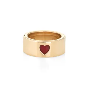 Omega Diamond Motion Ring Sz 5.5 Vintage 18k Gold 8mm Heart Band Spinning