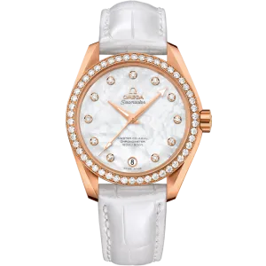 Omega Seamaster Aqua Terra 150M 38.5 mm, red gold on leather strap