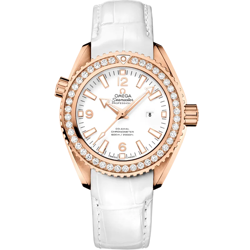 Omega Seamaster Planet Ocean 600M 37.5 mm, red gold on leather strap