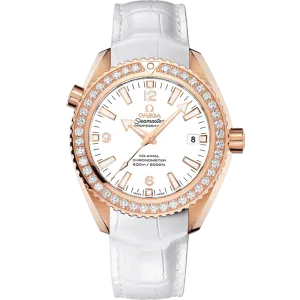 Omega Seamaster Planet Ocean 600M 42 mm, red gold on leather strap