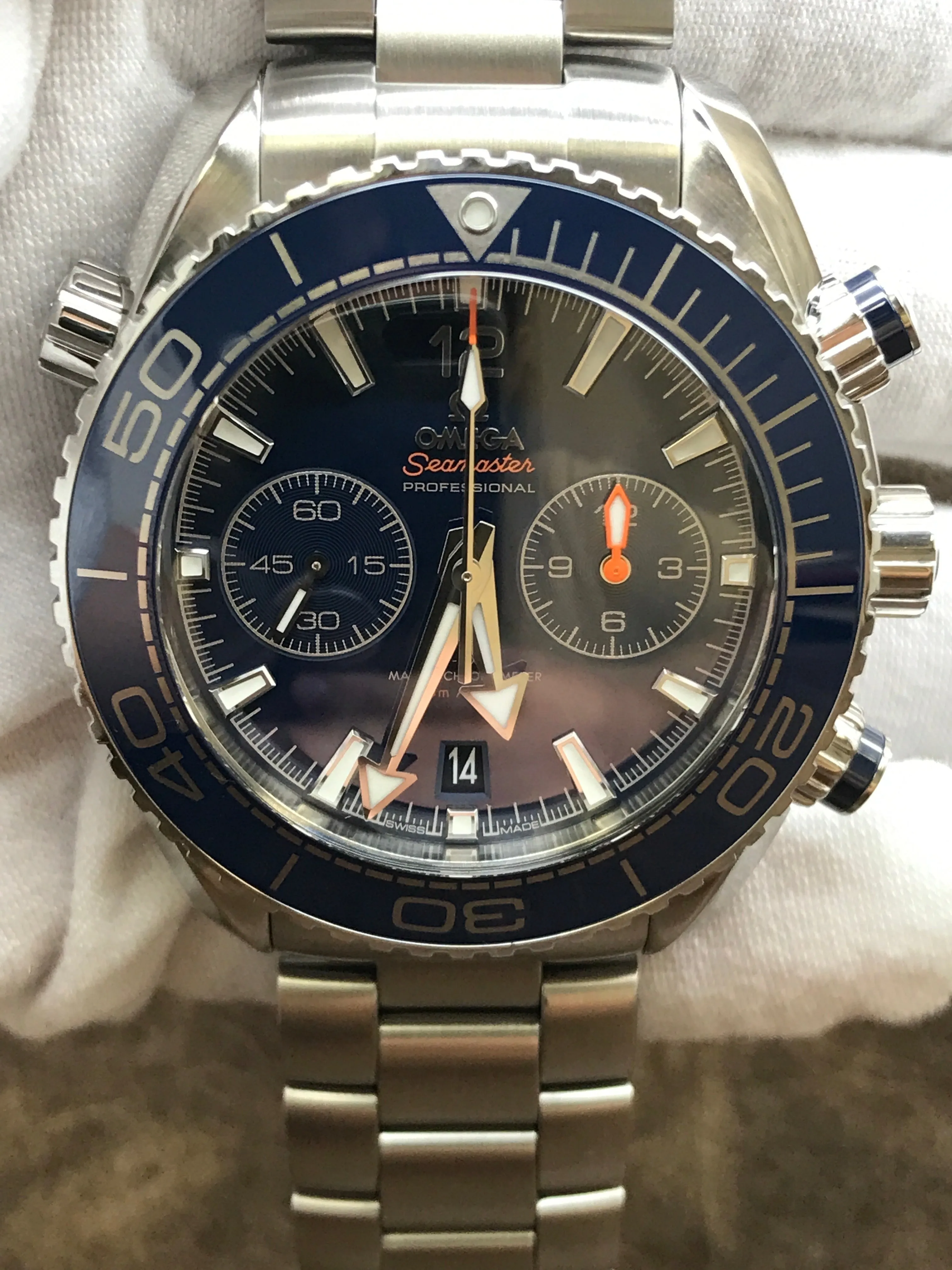 Omega Seamaster Planet Ocean Chronograph 215.30.46.51.03.001 Blue Dial Automatic  Men's Watch