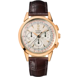 Omega Specialities 39 mm, red gold on leather strap