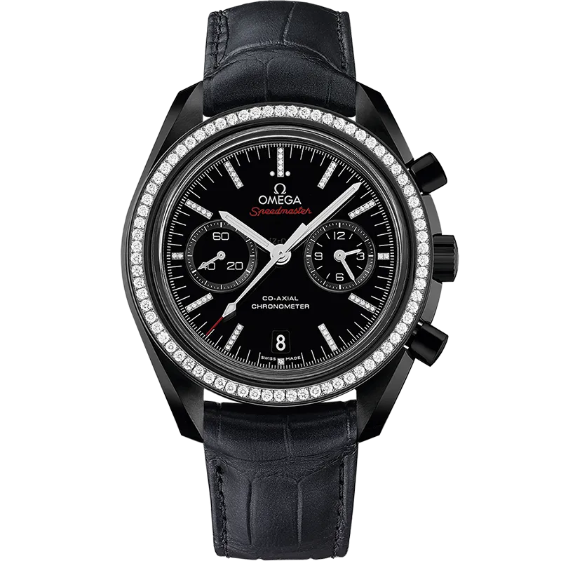 Omega Speedmaster Dark Side of the Moon 44.25 mm, black ceramic on leather strap