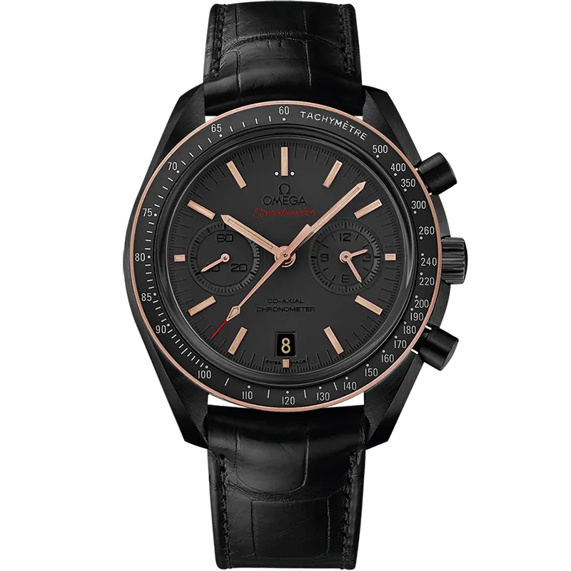 Omega Speedmaster Dark Side of the Moon 44.25 mm, black ceramic on leather strap