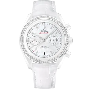 Omega Speedmaster Dark Side of the Moon 44.25 mm, white ceramic on leather strap