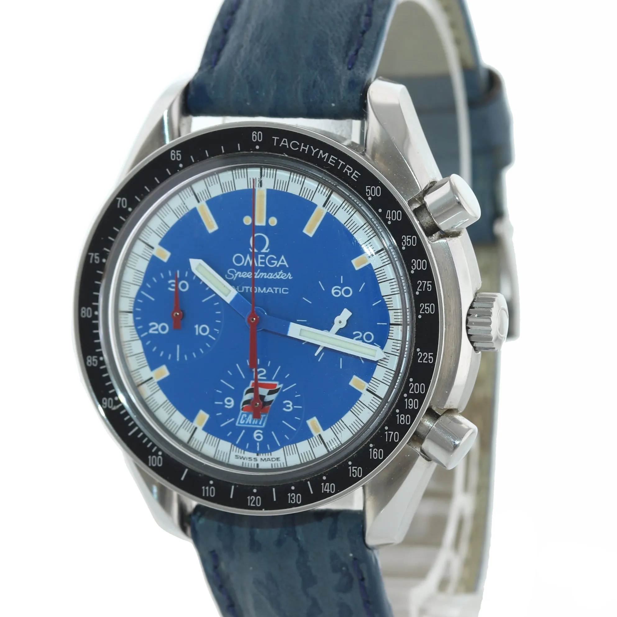 Omega Speedmaster Schumacher Cart Blue Steel 39mm Chronograph Watch 3810.80