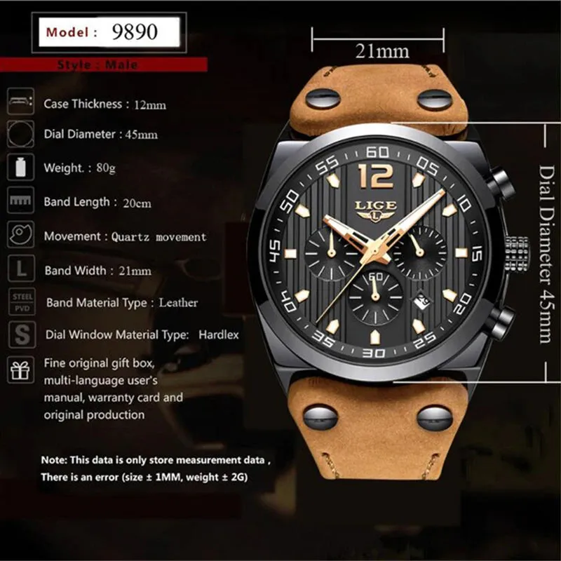 Original Lige Stylish Quartz Watch - Lige 18