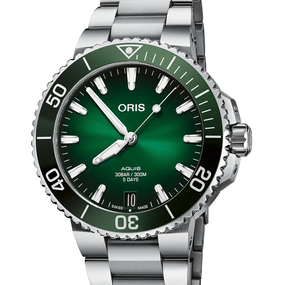 Oris Aquis Date Calibre 400 41.5MM Green Dial and Bezel Watch 01 400 7769 4157-07 8 22 09PEB