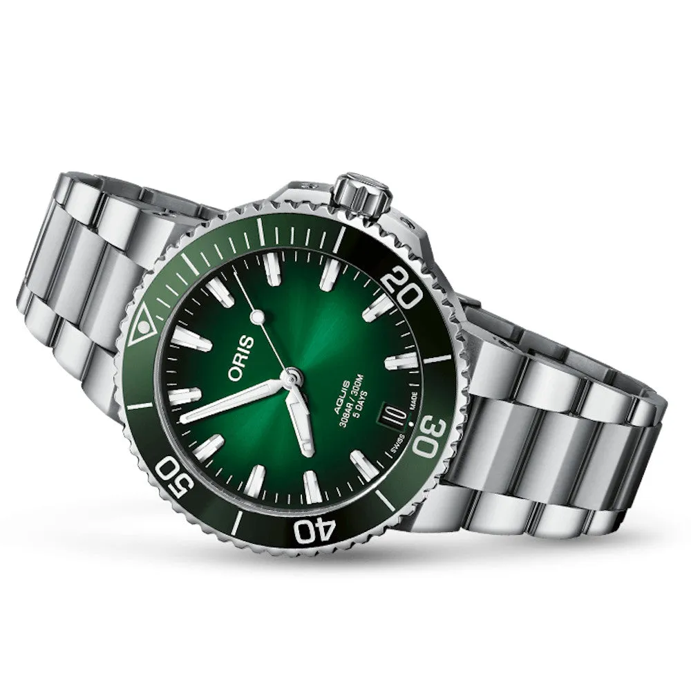 Oris Aquis Date Calibre 400 41.5MM Green Dial and Bezel Watch 01 400 7769 4157-07 8 22 09PEB