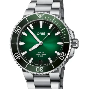 Oris Aquis Date Calibre 400 41.5MM Green Dial and Bezel Watch 01 400 7769 4157-07 8 22 09PEB