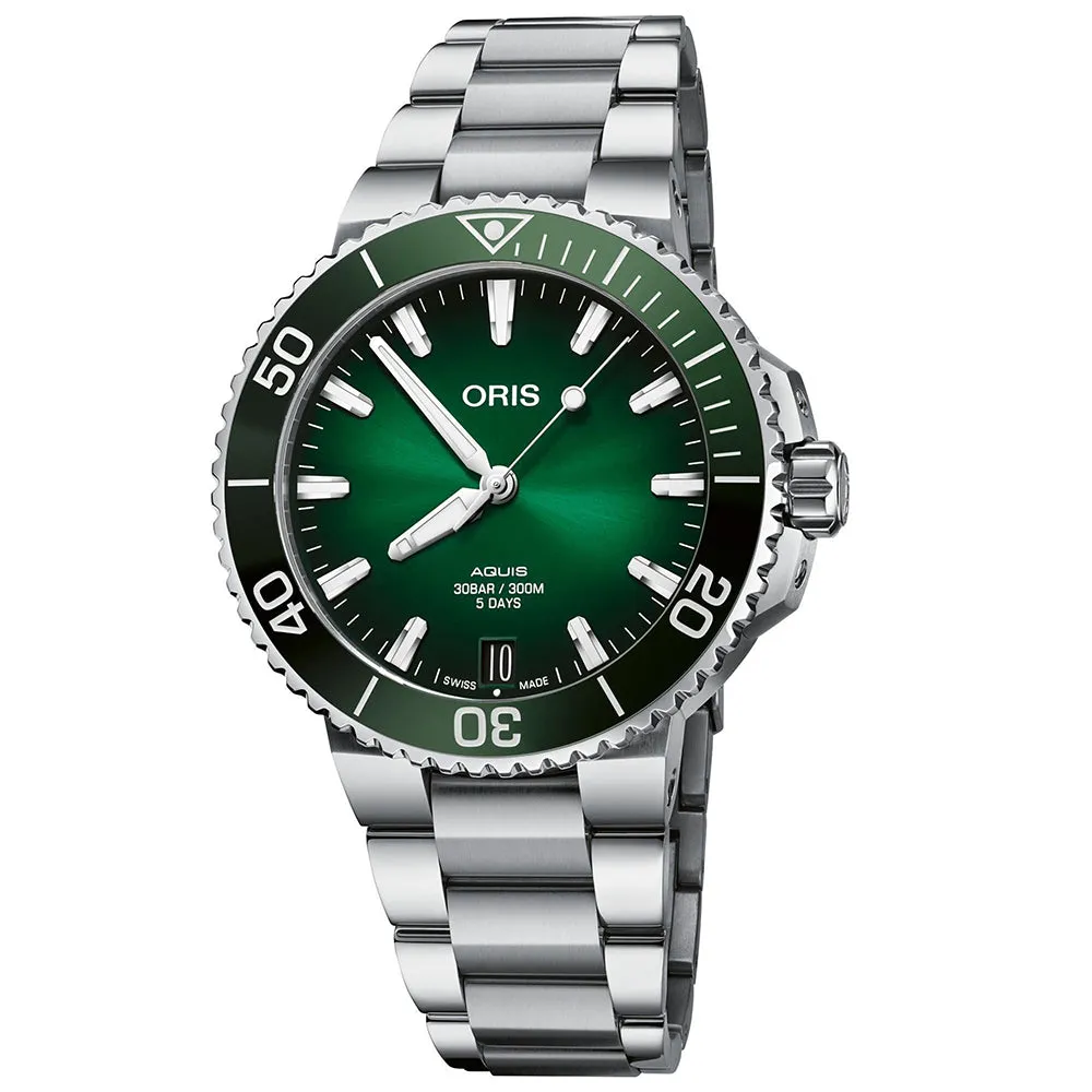 Oris Aquis Date Calibre 400 41.5MM Green Dial and Bezel Watch 01 400 7769 4157-07 8 22 09PEB