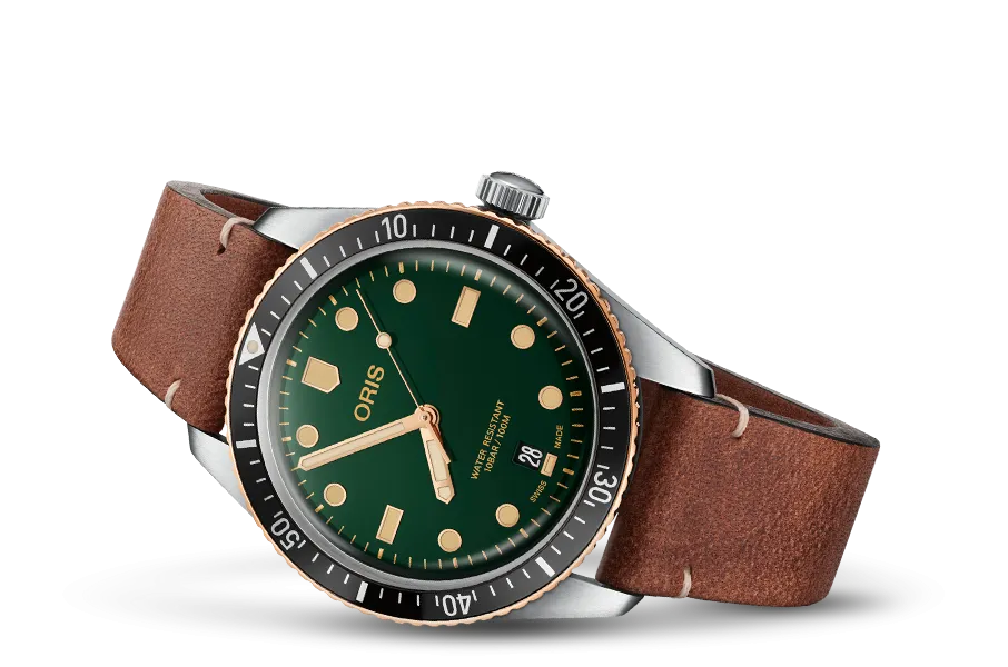 Oris Divers Sixty-Five: Green Dial/Bronze Ring